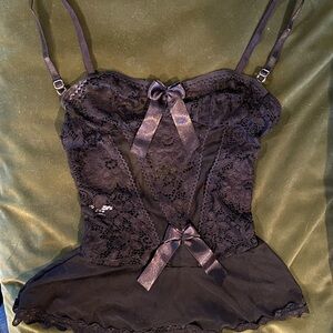 Black Lace Camisole with Bows